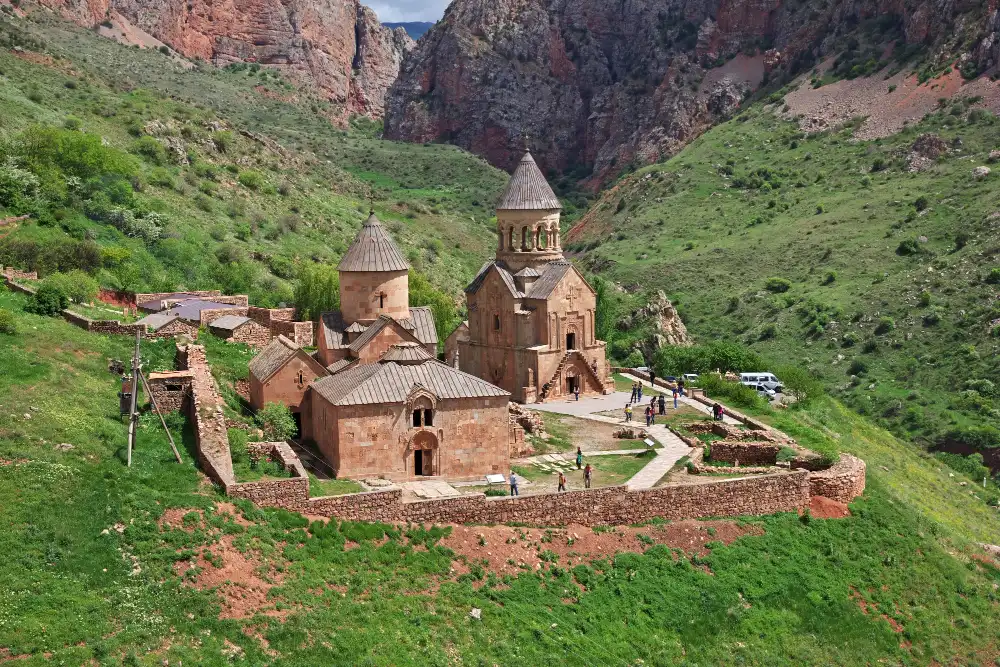 Show a photo of the Noravank Monastery in the Caucasus Mountains of Armenia